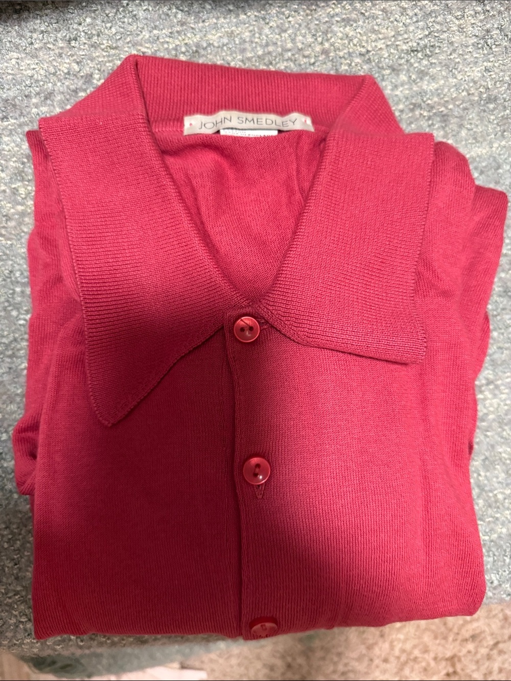 John Smedley Rose Pink Collared Button-Front Cardigan